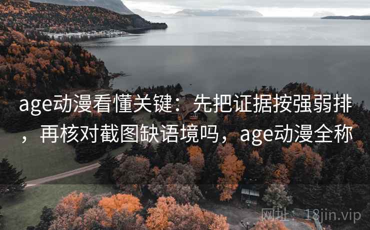 age动漫看懂关键：先把证据按强弱排，再核对截图缺语境吗，age动漫全称